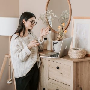 woman recording a video