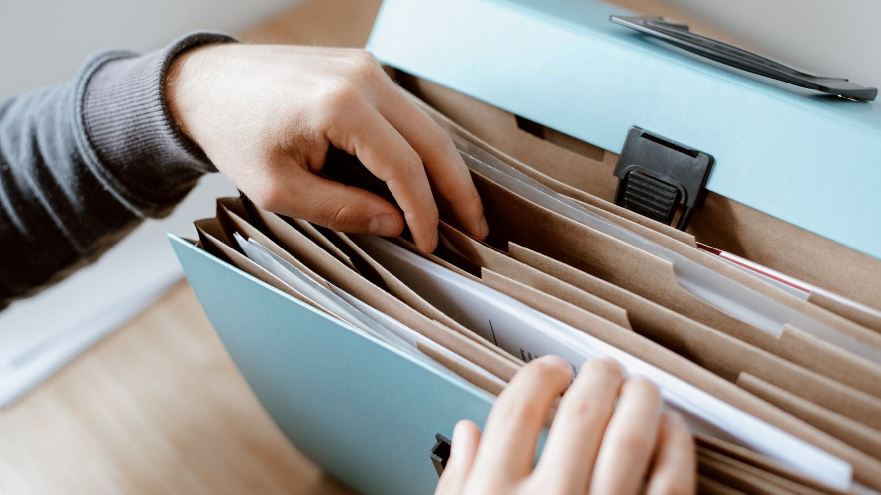 freelancer organizing her folders