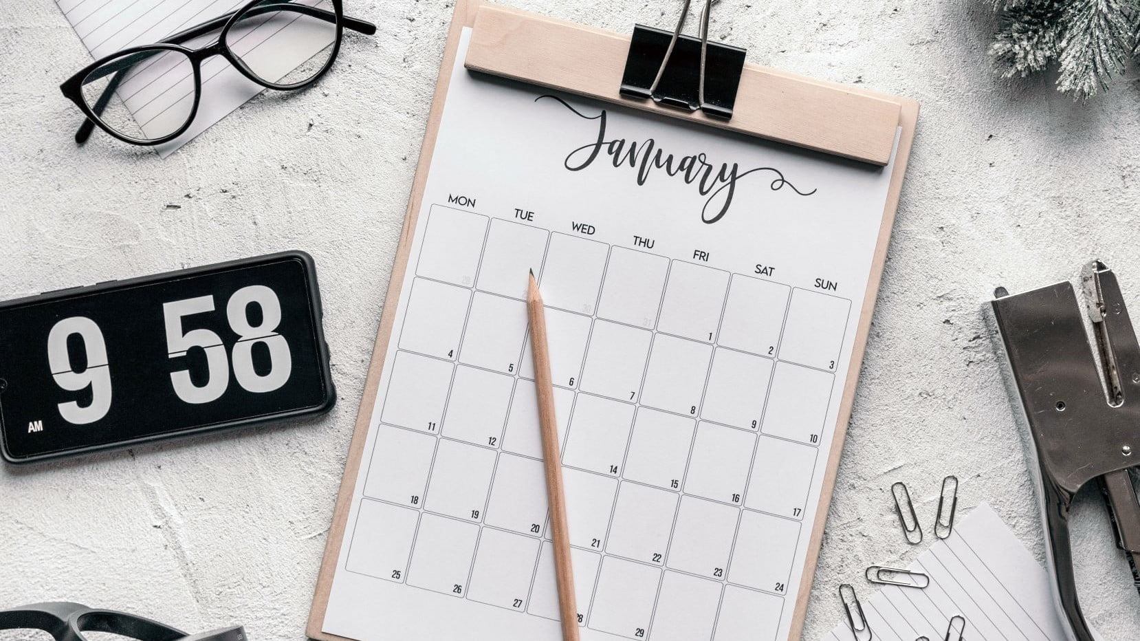 calendar on a desk