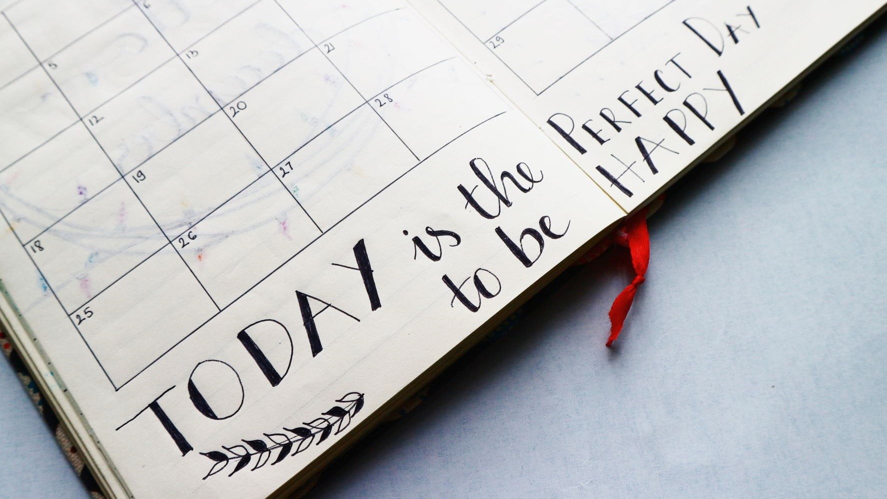 planner that says today is the perfect day to be happy