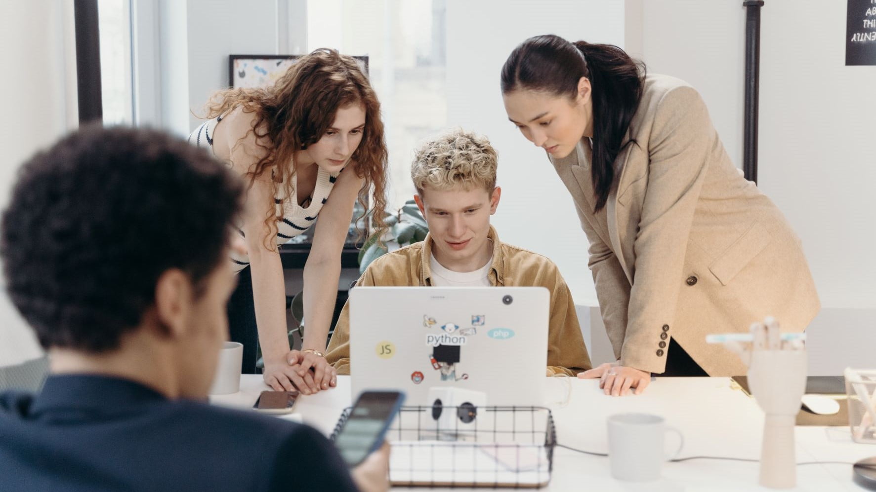 freelancers working on a graphic design proposal template