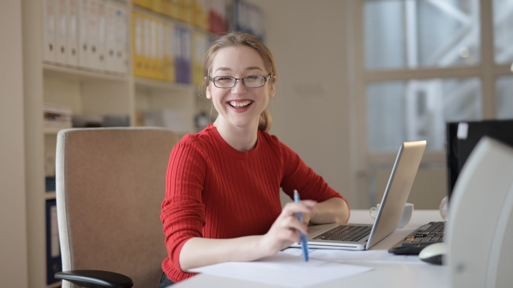 freelance graphic designer smiling