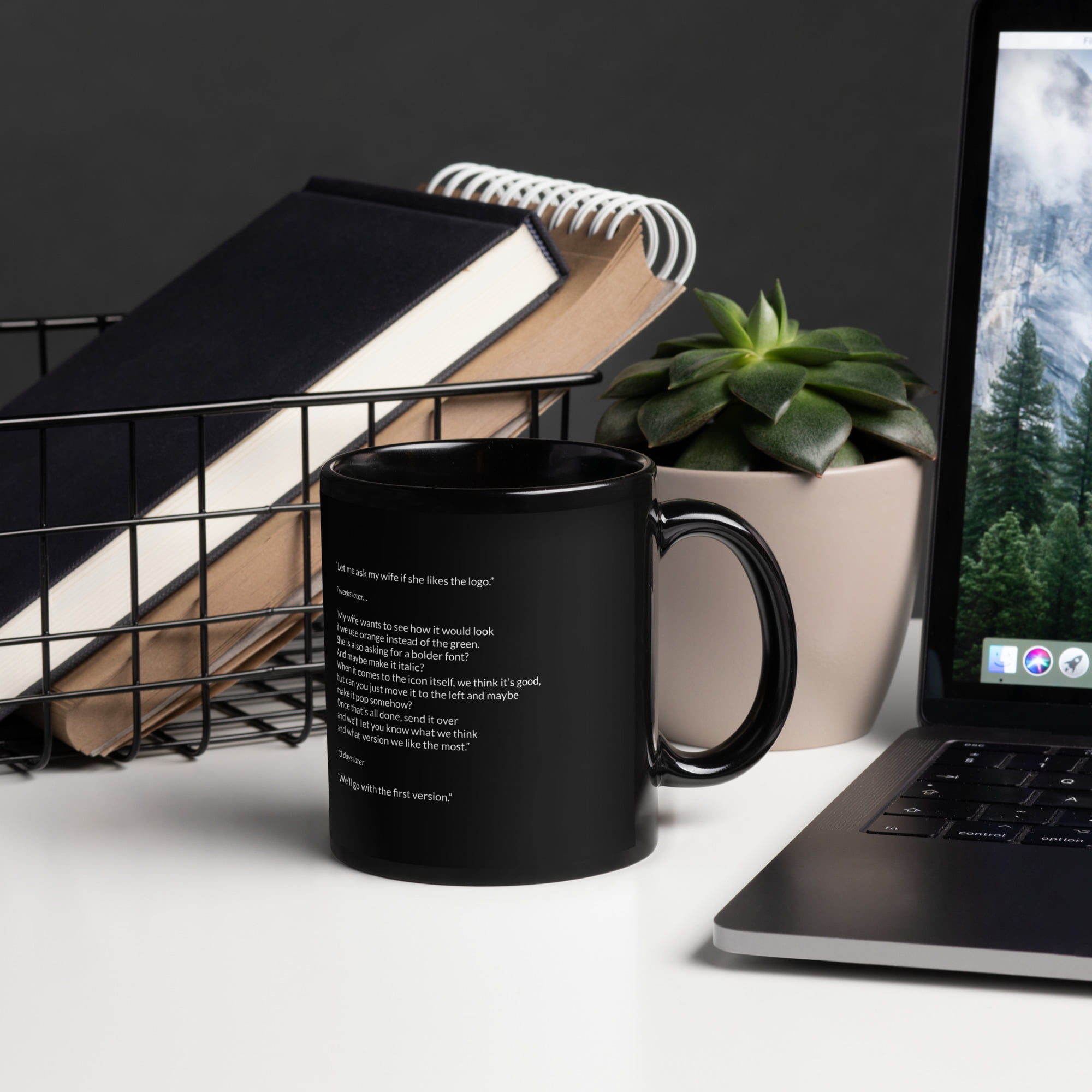 Let me ask my wife - Black glossy mug