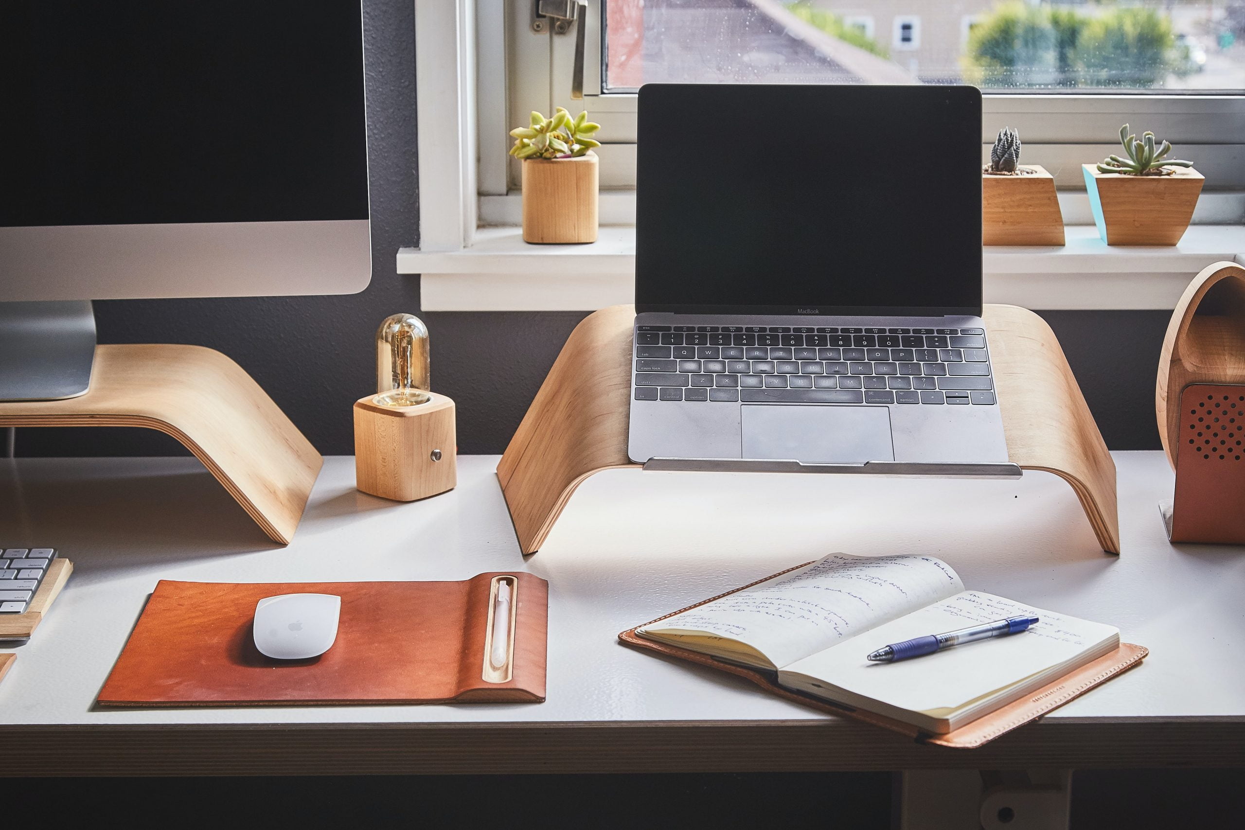 laptop on a desk for a graphic design business