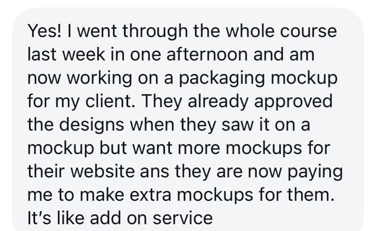 Client approved project - mockup magic course testimonial