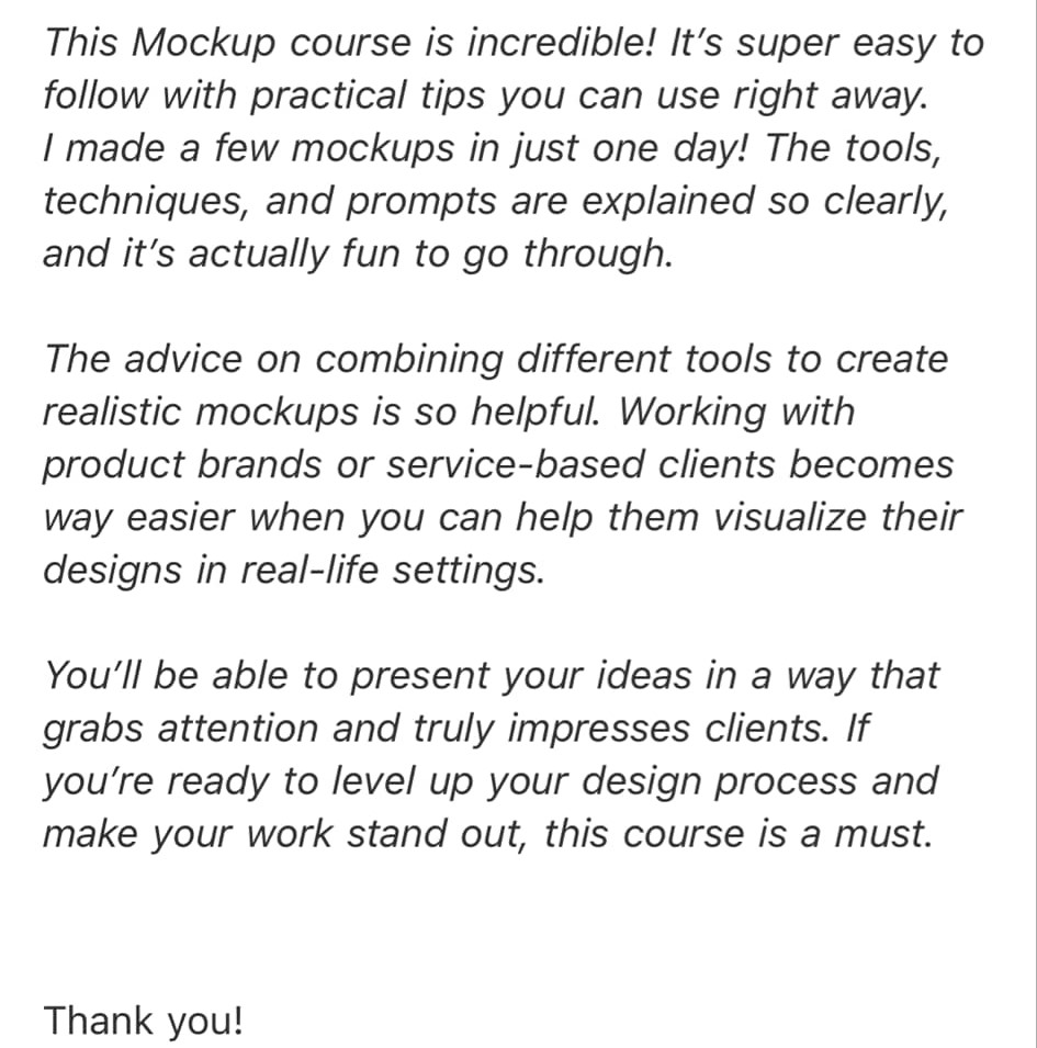 The Mockup Course is Amazing